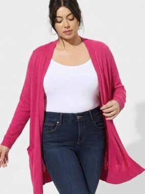 Torrid Fuchsia Pink Open Front Cardigan